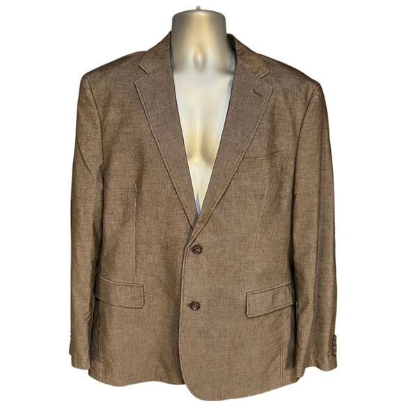 Joseph Abboud Brown Two Button Front Elbow Patch Cotton Blazer Size XL - Picture 1 of 11